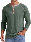 Sailwind Men's Henley Long Sleeve T-Shirt Cotton Casual Shirt VG-Green