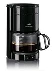 Braun Household coffee machine KF 47 BK filter coffee maker with glass jug for classic filter coffee, aromatic coffee thanks to OptiBrew system, drip stop, automatic shut-off, 220-230V || 50-60Hz