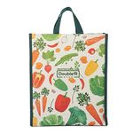 DOUBLE R BAGS Big Eco Cotton Canvas Shopping Bags for Carry Milk Grocery fruits Vegetable with Reinforced Handles jhola Bag - Kitchen Essential (17x8.5x14-inches) (VEG-01, Pack of 1)