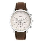 Fossil Analog Off-White Dial Brown Band Men's Stainless Steel Watch-FS5380