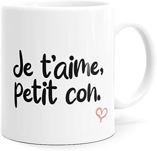 Mug Humour Amour Petit Con Tasse Message drôle. Idée Cadeau Original Amis Couple Amoureux Collègue Frère Sœur Mari Femme Fiancés pour Anniversaire St Valentin Noël. Souriez dès le Réveil