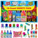 Bazooka Candy Brands, Back to School Lollipop Variety Pack w/ Assorted Flavors of Ring Pop, Push Pop, Baby Bottle Pop, and Juicy Drop Pop (18Count Box)