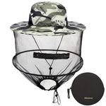 Mbsomnus Mosquito Head Net Hat Grey Camouflage Midge Head Net Midgie Face Cover Sun Mosquito Hats with Netting Mosquito Net Hat Quick Dry Wide Brim Sun Protection for Outdoor Hiking Camping Gardening