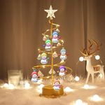 Custom Name snowman LED Crystal Tree Lights Personalized Family Names Tabletop Metal Christmas Tree Lamp Xmas Crystal Tree Lights Christmas Decoration Gifts (Snowman)