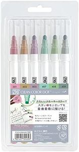 Kuretake ZIG CLEAN COLOR DOT Markers Single 6 MILD SMOKY Colors Set, AP-Certified, Ideal for marking in planners or bullet journals, Photo-Safe, Acid Free, Lightfast, Xylene Free, Made in Japan