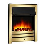 Endeavour Fires Roxby Inset Electric Fire Brass Trim and Fret, 220/240Vac 1&2kW, 7 Day Programmable Remote Control Electric Fire (without spacer)