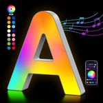 OJQ Light Up Letters LED Letter - Bedroom Lighted Letter Colorful Glitter Alphabet Music Sync Color Changing Letters for Boy Girl Gift Birthday Christmas Wedding Bar Wall Night Light(A)