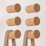 CRSWHA Natural Wood Hooks for Wall,6 Pack Wall-Mounted Wooden Hat Hooks,Modern Decorative Wooden Wall Pegs for Entryway Wall,Heavy Duty Coat Hanger Hooks for Hanging Bags,Towels,Purse(Beech Wood)