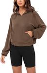 ODODOS Modal Soft Long Sleeve Cropped Hoodie for Women Oversized Pullover Sweatshirts with Pocket, Nutria, X-Small