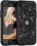 Asuwish Phone Case for iPhone 6plus 6splus 6/6s Plus Cell Cover Hybrid Rugged Bling Glitter Hard Heavy Duty Slim Accessories iPhone6 6+ iPhone6s 6s+ i 6P 6a S Six iPhone6splus Women Girls Black