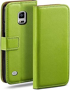 MoEx Funda con Tapa para Samsung Galaxy Note 4, con Ranura para Tarjetas, Funda Estilo Libro con protección de 360 Grados, Cuero Vegano, Verde Lima