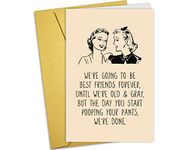 Nchigedy Funny Birthday Card for Best Friend, Humorous Friendship Card for Her, Hilarious Pooping Pants Friend Card for Bestie, 8 x 5.4 inch