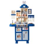 VEVOR Kids Kitchen Playset, Toddler Kitchen with Cooking Stove with Steam, Sounds and Lights, Play Kitchen Set with 48 PCS Cooking Accessory Set for Toddlers, Preschoolers, Children Ages 3-5, Blue