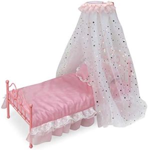Starlights LED Lighted Canopy Metal Doll Bed with Bedding (fits American Girl Dolls)