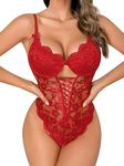 Sexy Lingerie for Women,Lace Corset Lingerie Bodysuit Deep V Top 1 Piece outfits Push Up Teddy Lingeries Boudoir