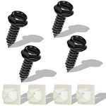 SAVITA 4 Sets License Plate Screws, Stainless Steel Number Plate Screws License Plate Fasteners with Nylon Inserts for Fastening License Plate Frames and Covers on Cars and Trucks (Black)