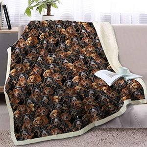 BlessLiving Fuzzy Dogs Blanket for Kids Adults Cute Puppy Fleece Blanket Reversible Animal Pattern Sherpa Throw (Dachshund,Twin, 60 x 80 Inches)