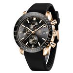 BENYAR Mens Watches/Montre Homme Chronograph Analog Quartz Waterproof Wrist Watch for Men Business Casual Sport Date Dress Watch with Silicone Strap Elegant Gift for Men