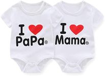 ZAV Unisex Newborn Baby Boy Girl Bodysuits Twins I Love Papa I Love Mama Short Sleeve Baby Rompers