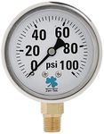 Fashlady 100 PSI, Single Pack: Zenport LPG100 Zen-Tek Glycerin Liquid Filled Pressure Gauge, 100 PSI