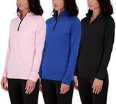 3 Pack: Womens Quarter 1/4 Zip Pullover Plus Size Long Sleeve Shirt Quick Dry Dri Fit Yoga 1/2 Zip Athletic Ladies Active Gym Workout Top Golf UPF Hiking Outdoor Sports Exercise Running SET6, 1X