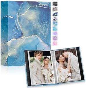 Lanpn Small Photo Albums 4x6 50 Pictures 2 Packs, Mini Capacity Leather Photo Book Pockets Set, Each Pack holds 50 Top Loader Vertical Pictures for Family Baby Kids Boy Girl Blue Gold