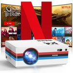 [Netflix Licensed & Dolby Audio] Projector with WiFi and Bluetooth 4K Supported, FUDONI Outdoor Smart Projector Native 1080P 600ANSI, Auto Keystone & Electric Focus, Movie Projector for Home Theater