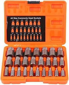 HORUSDY 25-Piece Damaged Screw Extractor Set, Multi-Spline Easy Out Round Bolt Remover Tool Hex Head | 1/8” to 7/8” by 1/32” Increment