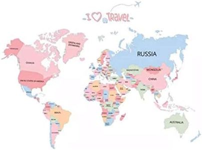 Letras de colores Mapa del mundo Diy Pegatinas de pared de vinilo Habitación de los niños Amor Decoración del hogar Calcomanías de arte de oficina Pegatinas de papel tapiz 3D en la pared