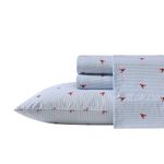 Nautica - Queen Sheets, Cotton Percale Bedding Set, Crisp & Cool, Lightweight & Breathable (Lobster Walk, Queen)