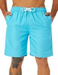 KAILUA SURF Mens Swim Trunks Long, Quick Dry Mens Boardshorts, 9 Inches Inseam Mens Bathing Suits with Mesh Lining Ocean Blue