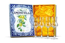 Crystal Limoncello Liquor Glasses | Set of 4 | Tall 3.3 oz Long Stemmed Spirit Glassware for Sipping Aromatic Cordial, After Dinner Drink, Aperitif, Digestive | Elegant Tulip Shaped Stemware