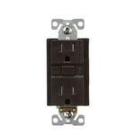 Eaton GFCI Self-Test 15A -125V Tamper Resistant Duplex Receptacle with Standard Size Wallplate, Brown