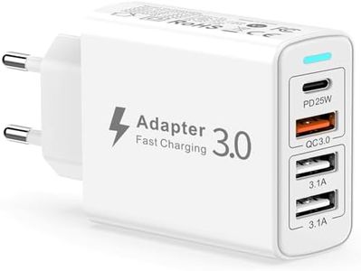 Cargador USB C Carga Rápida, 40W 4-Puerto Cargador USB Multiple Enchufe USB C PD&QC3.0 Cargador Tipo C Cargador Movil Rapido para iPhone 15/14/13/12/11/Pro Max/XS/XR/8,iPad,Samsung,Xiaomi
