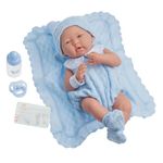 JC Toys 18054 La Newborn in a Blue Knit Blanket Gift Set. Realistic 15" Anatomically Correct “Real Boy” Baby Doll