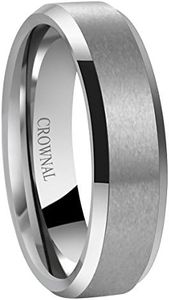 Crownal 6mm 8mm 10mm Tungsten Carbide Wedding Band Ring for Men Women in Comfort Fit Beveled Edges and Matte Finish Size 5 To 17(6mm,5.5)