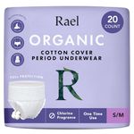 Rael Disposable Underwear for Women, Organic Cotton Cover - Incontinence Pads, Postpartum Essentials, Disposable Underwear, Unscented, Maximum Coverage (Size S-M, 20 Count)