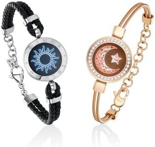 TOTWOO Touch Bracelets for Couples, Vibration & Light up for Love Couples(Silver+Gold) Long Distance Relationship Gifts for Girlfriend Bluetooth Pairing Jewelry