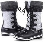 EliteLand Women's Snow Boots, Women Waterproof Mid Calf, Anti-slip Outdoor Warm Duck Boot for Winter, Light Grey Womens Snow Boots, 10