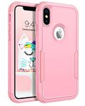 DUEDUE for iPhone X Case, Phone Case for iPhone XS, Heavy Duty 3 in 1 Rugged Shockproof Hybrid Hard PC Soft TPU Bumper Drop Protective Girls Women Men Covers for iPhone X/XS 5.8, Pink