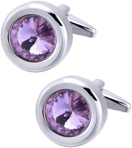 Jonwo Rond Cristal Boutons de Manchettes Homme en Coffret Cadeau Femme Men Cufflinks Bijoux pour Mariage Affaires Chemise Robe Cadeau Anniversaire (Violet)