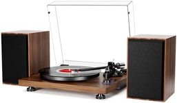 Bluetooth Record Player Wireless Turntable HiFi System Wooden Bluetooth Turntable Converter with Counter Weight, Audio Player with Twin Detachable Speakers,Built-in Phono Preamp and AT-3600L Cartridge