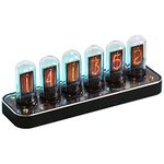 TPHRAVAL Nixie clock, imitation glow tube IPS aluminum alloy base, support uploading custom pictures, 12/24 hours switch, 40 kinds of clock style, gesture control, creative desktop decoration Black