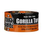 Gorilla Tough & Wide Utility Tape, Duct Tape, Double-Thick Adhesive, All Weather Resistant Shell, Reinforced Backing, Black, 2.8 in x 25 yd (Pack of 1) 105670