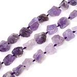 Adabele Natural Raw Light Purple Amethyst Crystal Quartz Healing Gemstone Loose Beads Drilled Large Nugget Rough Chakra Gems Stone Spacer 15 Inch GA-C2