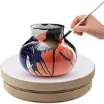 Falling in Art 8" Mini Banding Wheel, Wood Turn Table Sculpting Wheel for Pouring, Painting, Spraying - Round Lightweight Sculpting Stand Wood Base for Detailed Shows/Cake Decorating