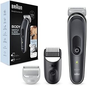 Braun Body Groomer 5, strumento Manscape da uomo con tecnologia SkinShield, pettine sensibile, bagnato e asciutto, 100% impermeabile, spina UK a 2 pin, BG5350, grigio/bianco