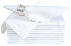 Cotton Cloth Dinner Napkin 18x18 White with Hemstitched,Wedding Napkins, Cocktails Napkins, Fabric Napkins, Cotton Napkins Mitered Corners, Machine Washable Dinner Napkins, Set of 12