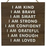 HAMUIERS Kid Affirmation Sign, Woodland Nursery Decor, Rustic Wood Toddler Room Wall Decor Hanging Sign for Kids Bedroom Decor