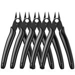 BOENFU Flush Cutter Small Wire Cutters Cable Tie Cutter 5 Pack 5 Inch Precision Wire Clippers Hobby Snips Side Cutting Pliers for Jewelry Making, Electronics, Black